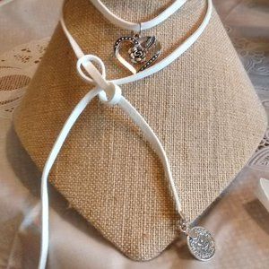 White heart cord Necklace